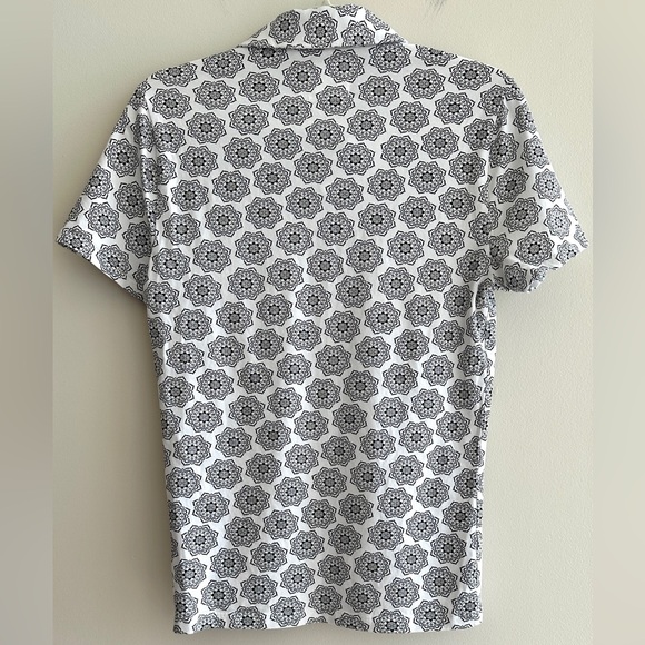 Express Black and White Floral Men's Polo, Stretch Moisture Wicking Shirt, XS - Picture 13 of 16